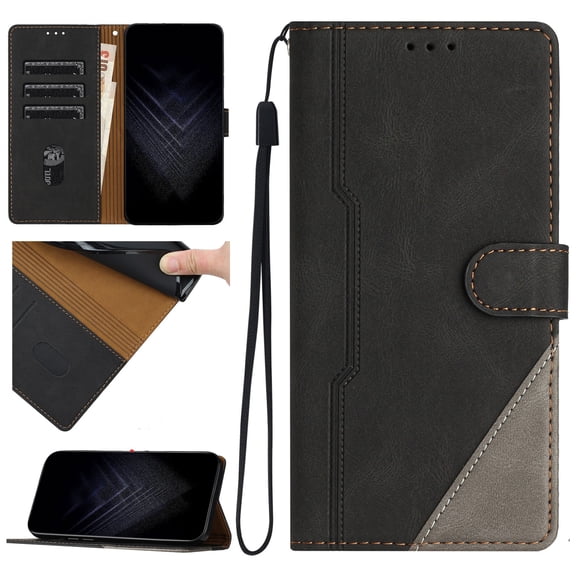 Wallet Case for Google Pixel 10 /10 Pro, PU Leather Flip Case Card Slots Holder, Anti-falling Anti-fingerprint Classic Kickstand Book Folding Cover with Wrist Strap for Google Pixel 10 /10 Pro, Black