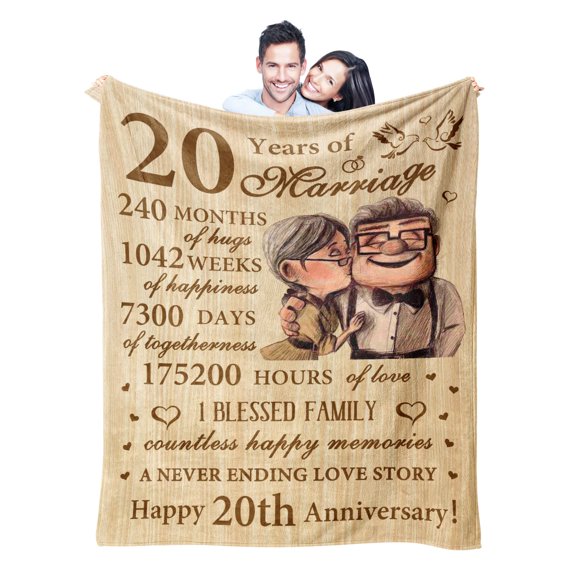 Manta de aniversario de boda Neuturs 20th para pareja, 60 x 50 pulgadas