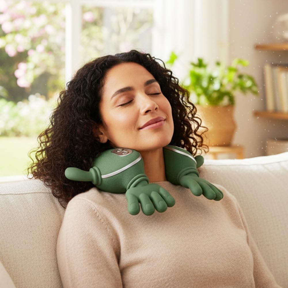 Bionic Hand Heating Neck & Shoulder Massager, Shiatsu Kneading Massage with Adjustable Heat for Home and Office Relaxation