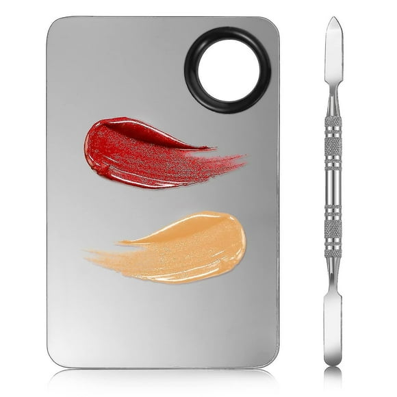 Paleta mezcladora de maquillaje, bandeja mezcladora de paleta de maquillaje, paleta de base de acero inoxidable para sombras de ojos, labiales y decoración de uñas.