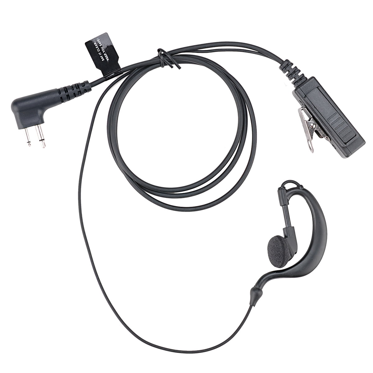 KS K-STORM Two Way Radio Earpiece Headset With Big PTT Compatible with Motorola Walkie Talkies CLS1110, RDM2070D, G Shape, PU Material, Black