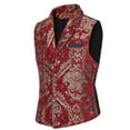 thumbnail image 2 of VBTAPA Mens Victorian Gothic Suit Vest Steampunk Waistcoat Single Breasted V-Neck Formal Wedding Tuxedo Vest Jacket Red L, 2 of 7