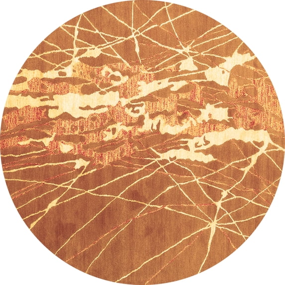 Ahgly Company Indoor Round Abstract Brown Contemporary Area Rugs, 6' Round