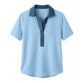 thumbnail image 7 of Tqcoqu Polo Shirts for Women Front Button V Neck Short Sleeve Womens Tops Casual Comfy Loose Fit T Shirts,Light Blue,Women's S-XXL, 7 of 7