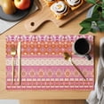 thumbnail image 2 of Placemats Set of 4, Pink Orange Boho Woven Placemat, Linen Place Mats for Kitchen/Dining Tables, Vintage Ethnic Tribe Abstract Art Washable Table Mats for Party, 2 of 8