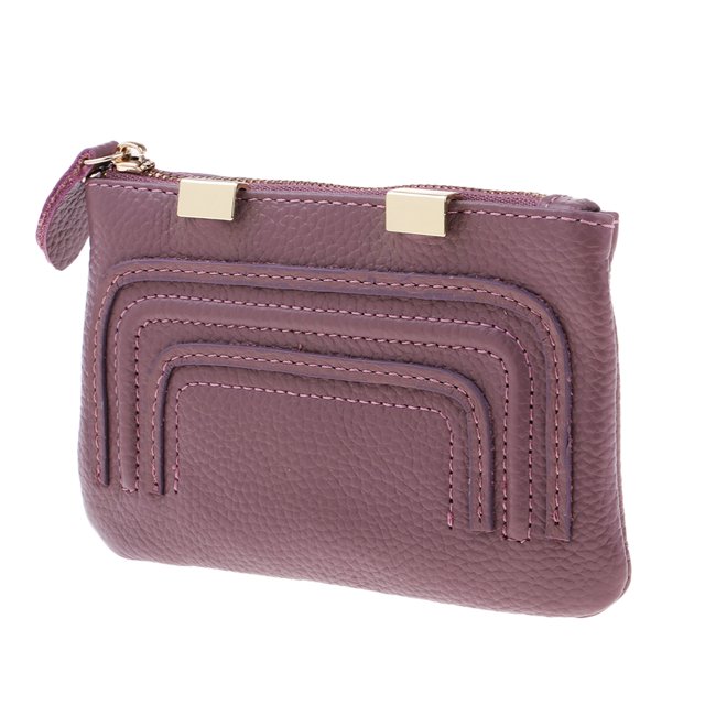 Mini Monedero de cuero Hugo Mujer Color Sólido cartera Corta de Embrague Organizador púrpura