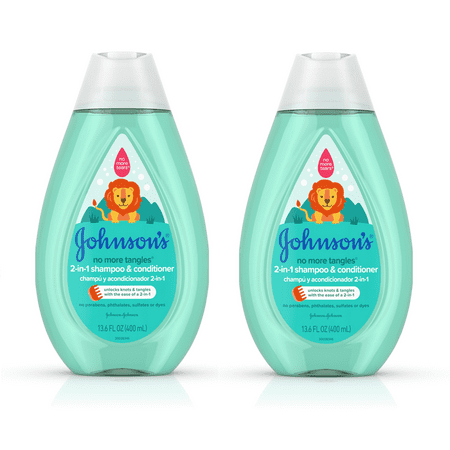 (2 pack) Johnson’s Detangling 2-in-1 Kids Shampoo & Conditioner, 13.6 fl.