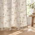 thumbnail image 6 of CURTAINKING Floral Linen Blend Curtains Light Filtering 84 Inch Curtains for Living Room Bedroom Farmhouse Vintage Window Treatment Rod Pocket Taupe, 6 of 11