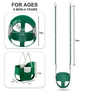 JBeeCtrl Toddler Swing Seat High Back Bucket Swing Seat with Coated Chain and Carabiners, Green