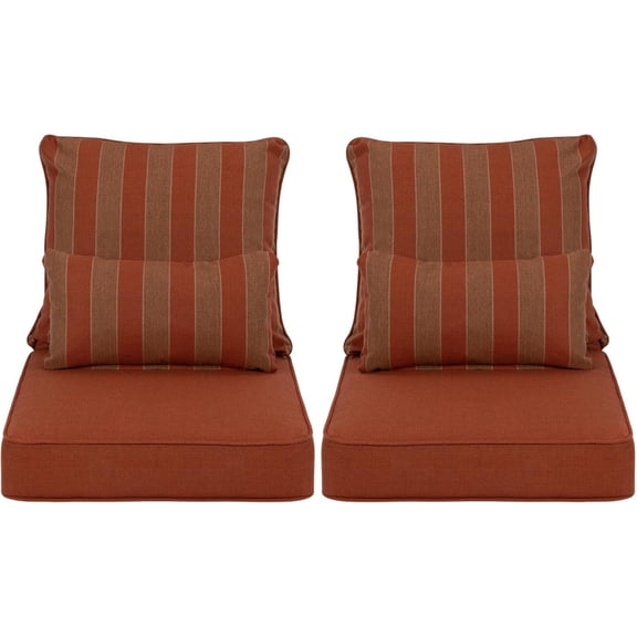 LZQP Outdoor Chair Cushion, 22 x 24 Inch Water-Resistant, Fade-Resistant Olefin Frbric Patio Seat Cushions with Removable Cover and Adjustable Straps for Outdoor Furniture, Set of 2, Red Stripes