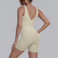 thumbnail image 2 of Telankuip Two Piece Workout Sets for Women Tummy Control Cropped Scoop Neck V-Back Sports Tank Tops Matching High Waisted Yoga Althetic Shorts Solid Color Basic Sports Outfits Khaki XL, 2 of 6