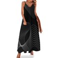 thumbnail image 1 of Vestido de rayas blancas y negras, estilo óptico, estilo urbano, escote en V, estilo bohemio, para playa, estampado elegante, tallas 4XL y 5XL, 1 of 7