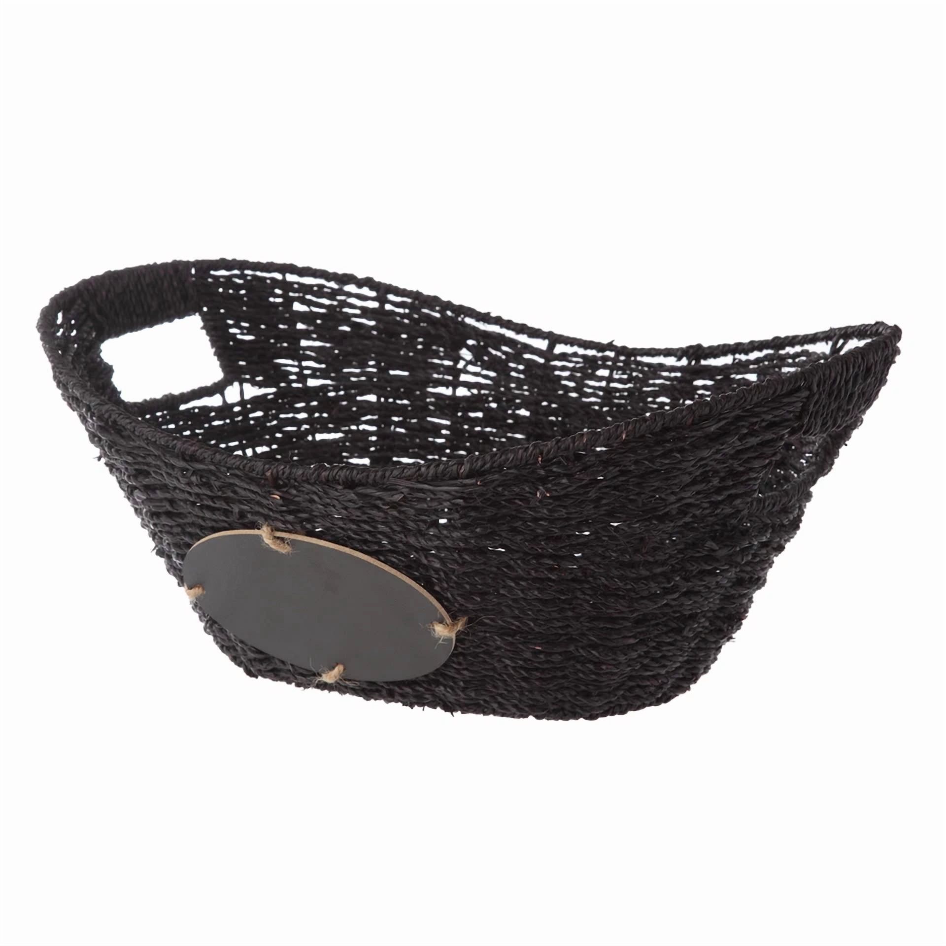Zyler - Dark Seagrass Storage Basket, Blackboard, Hollow Handles,