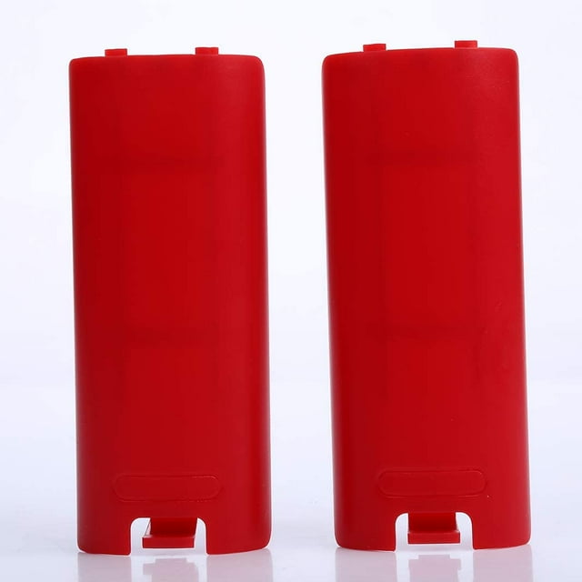 2pcs Battery Back Door Cover Shell Replacement for Nintendo Wii Remote Controller (Red)