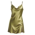 thumbnail image 5 of Endives Women's Satin Nightgown V-Neck Sleeveless Spaghetti Strap Camisole Sleep Dress Soft Nightshirt Casual Sleepdress Summer Comfortable Nightwear Sleepwear Green M, 5 of 6