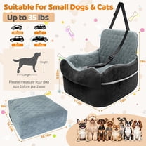 Dog Car Seat for Small Dogs - Puppy Car Seat Under 35 lbs with Thick Elevated Cushion & Safety Belt for Travel - Detachable & Washable Dog Booster Seat with 2 Sides Storage Pockets(Black/Gray)