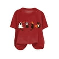 thumbnail image 4 of zaveiop Women's Halloween Graphic T-Shirt with Adorable Cat & Ghost Prints Short Sleeve Casual Tees for Festival (Red, M), 4 of 4
