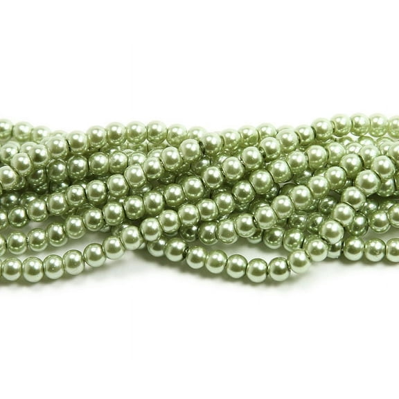 4mm Green Pearlized Glass Beads Genuine Gemstone Natural Jewelry Making