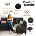 thumbnail image 3 of Walsunny Convertible Sectional Sofa Couch, Modern Linen Fabric L-Shaped Couch 3-Seat Sofa Sectional with Reversible Chaise for Small Living Room, Apartment and Small Space, Black, 3 of 10