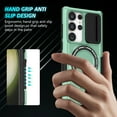 thumbnail image 4 of Case for Samsung Galaxy S24 Ultra, with Sliding Camera Cover, with Rotating Finger Ring Holder Magnetic Bracket Hybrid Hand Grip Protective Shockproof Phone Case Cover for S24 Ultra - Lightgreen, 4 of 9