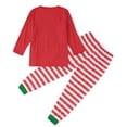 thumbnail image 5 of Bjutir Matching Christmas Pajamas For Family Kids Christmas Pajamas Set Printed Long Sleeve Top With Stripe Trousers Two Piece Set Sleepwear,Red,Size 4-5 Years, 5 of 8