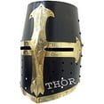 thumbnail image 3 of THOR INSTRUMENTS Medieval Crusader Halloween Templar Knight Helmet With Black Finish Brass Design Rustic Vintage Home Decor Gifts, 3 of 3