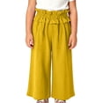 thumbnail image 3 of Girls Wide Leg Cotton Pants Paperbag High Waist Ruffle Hem Palazzo Trousers Kid Summer Baggy Oversize Casual Flowy Beachwear, 3 of 5