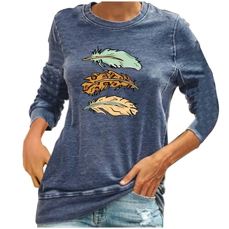 

Long Sleeve Shirts for Girls Cute Long Sleeve Tops for Women Fashion Womens Leisure Print Long Sleeve Round Neck Casual Loose Tops Clearance Dry Fit Long Sleeve Shirts Women S Tops Scrub Tops Women