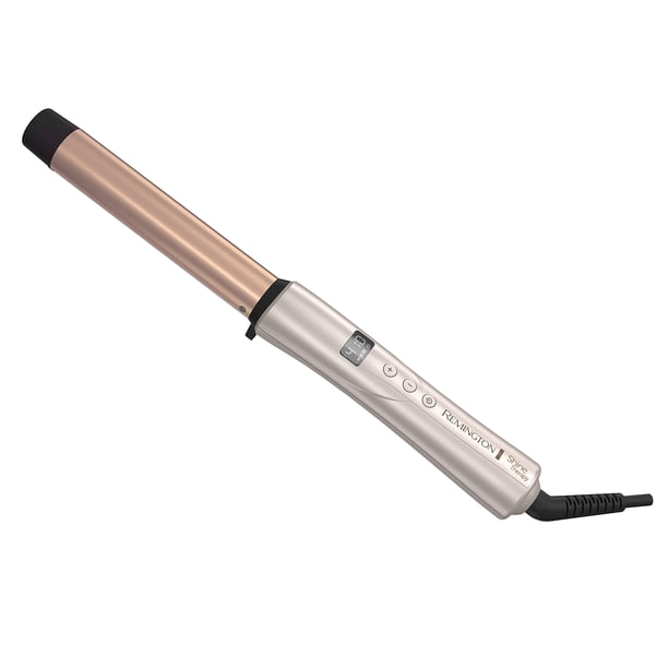 Remington Shine Therapy - Varita rizadora de barril recto de 1 pulgada con infusión de aceite de argán y queratina para ondas sueltas, incluye guante de calor, Champán, Oro Rosa, CI9527