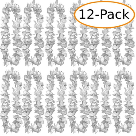 1 Dozen Lush 48" Hawaiian Leis (Silver)