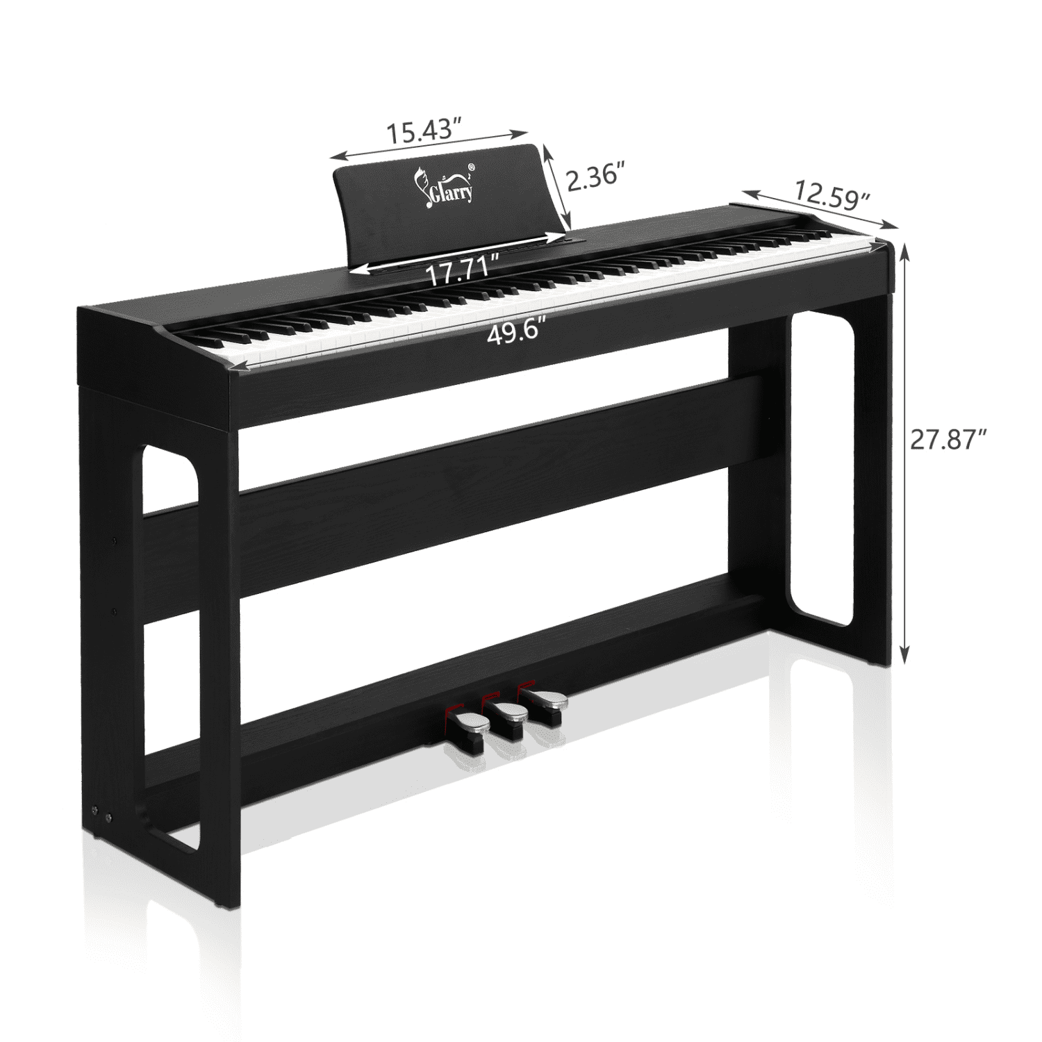 Hassch Digital Piano 88-Key for All Experience Levels, Electric Keyboards Piano with Furniture Stand, Power Adapter, Triple Pedals and Headphone, Black