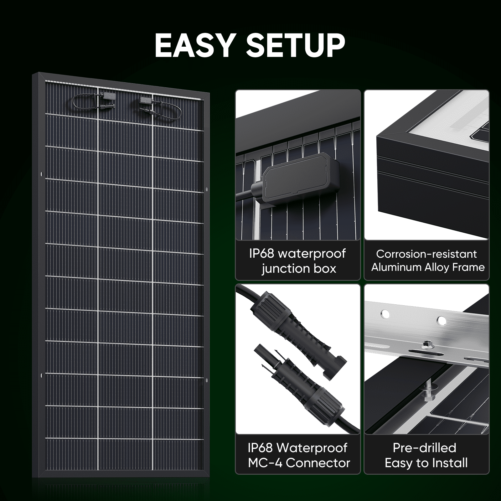 WERCHTAY 200W Bifacial Solar Panel 18BB N-Type 25.2% High Efficiency, Monocrystalline for Power Station Generator, RV, SUV, Truck, Camping, Home, Off Grid