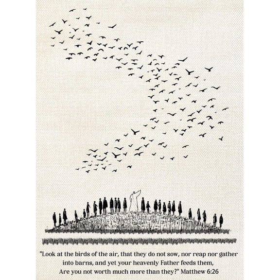 Matthew 6:26 Bible Verse Wall Poster,Christian Wall Art Decor for Bedroom,Prayer Room, Living Room, or Office poster