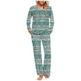 thumbnail image 2 of Puntoco Conjunto de pijama con parte superior y pantalones informales con estampado degradado para mujer, 2 of 5