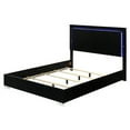 thumbnail image 4 of JERFIT Modern King Size Bed with LED Headboard, Black Upholstered Platform Bed Frame with Chrome Legs for Bedroom, 4 of 6
