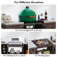 thumbnail image 2 of 66.5" Outdoor Kitchen Island for Big Green Egg Grills, Solid Wood Outdoor Grill Cart for Tabletop Grill with Stainless Steel Top, Drawer, Kitchen Paper Roll Holder, Brown, 2 of 9