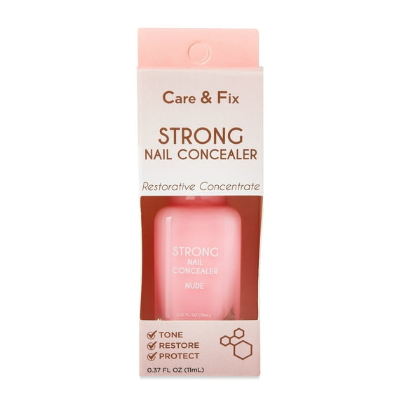 Care & Fix Strong Nail Concealer to Help Tone Restore & Protect Nails, Nude Color, 0.37 fl oz, by Walmart
