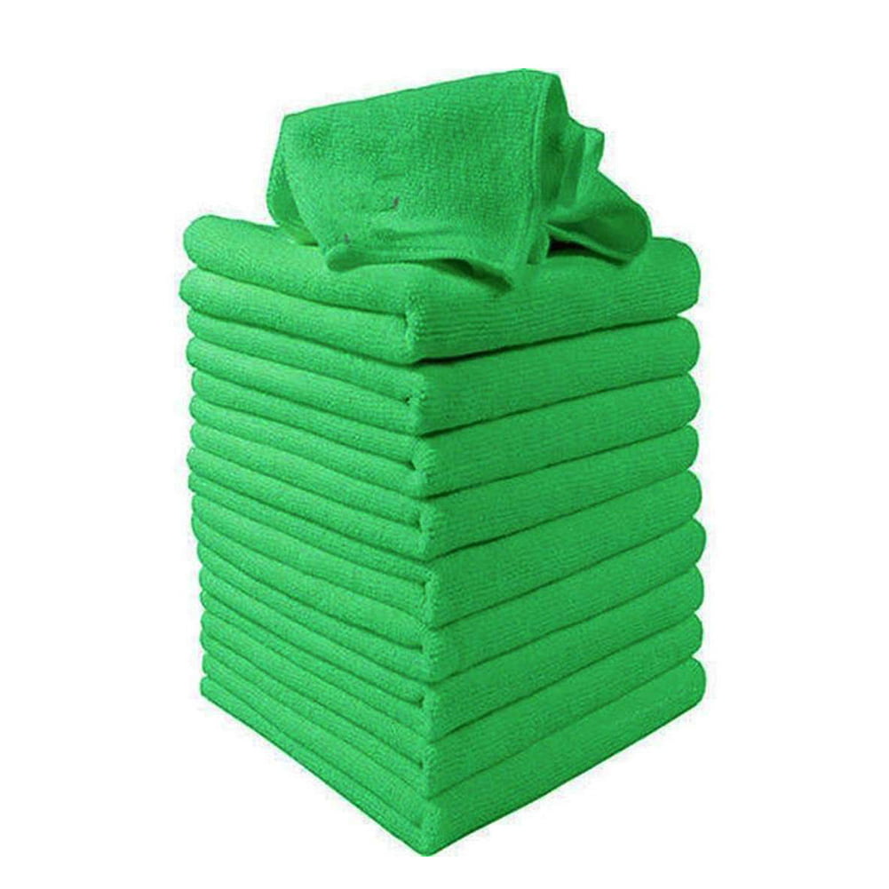 10 x LARGE MICROFIBRE CLEANING CAR DETAILING SOFT CLOTHS WASH TOWEL DUSTER GREEN 