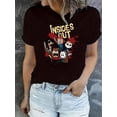 thumbnail image 1 of T-shirt Tendance pour Femmes à Col Rond et Manches Courtes avec Motif de Lettres et Personnage de Dessin Animé, T-shirt de Sport Décontracté Simple, Haut d'Été Confortable pour Femmesfête des Pères, Fête des Mères, Nouvel An, Spri, 1 of 6