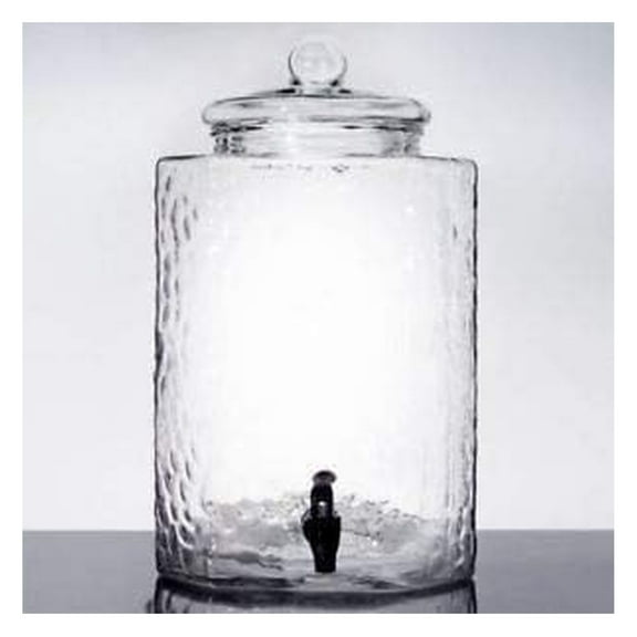 5 Gallon Hammered Glass Beverage Dispenser with Spigot - Large Drink Dispenser for Parties, Weddings, Cold Brew, Iced Tea, Lemonade - Decorative Glass Jar