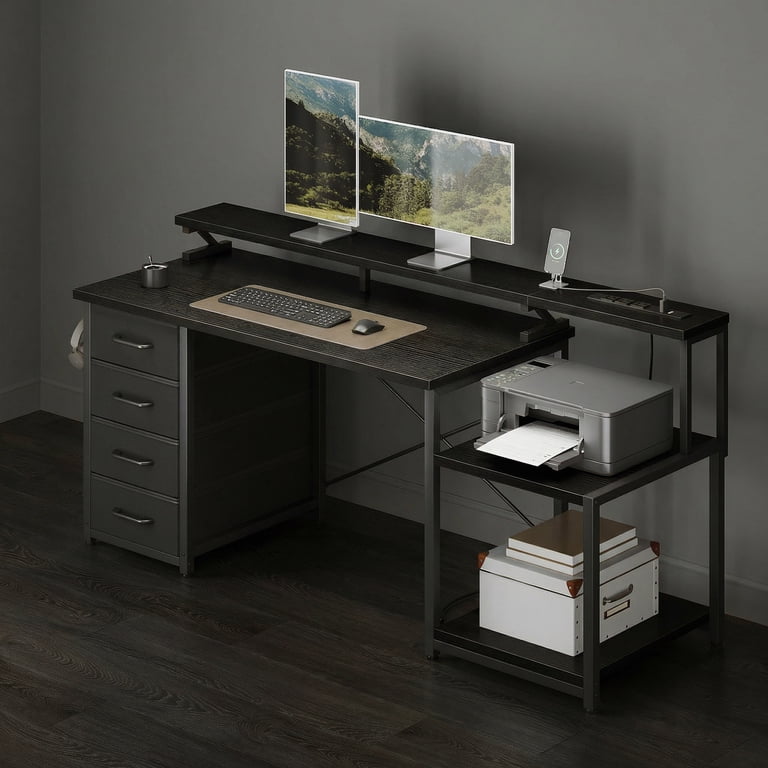 デスク Casacomoda 55 Inch Computer Desk with USB Ports and Power Outlets