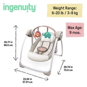 Ingenuity Soothe N Delight 6-Speed Portable Baby Swing with Music - Cozy Kingdom, Ages 0-9 Months, Unisex