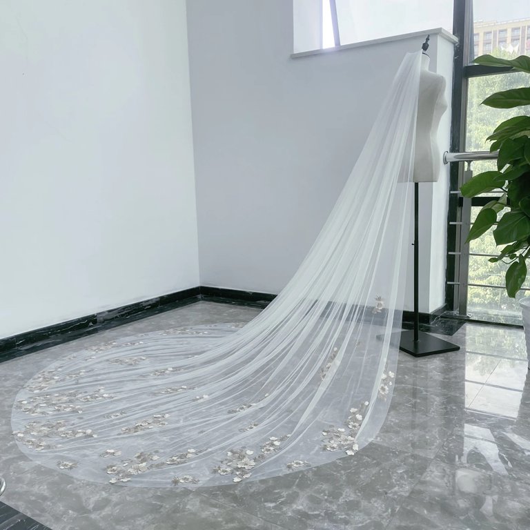 Two tier floral lace wedding veil