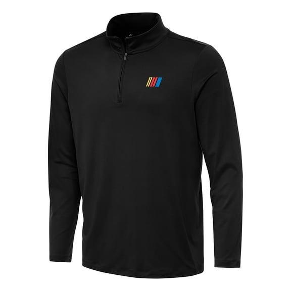 Men's-Antigua Black NASCAR Merchandise Reprocess Quarter-Zip Top