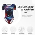 thumbnail image 4 of Fotbe Outer Space Floating Numbers And Letters Pattern Women's Crew Neck Short Sleeves Bodysuit Tops Round Neck Slim Sleeveless Soft Comfortable Basic-X-Large, 4 of 7
