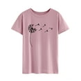 thumbnail image 4 of Xuanfei Women Dandelion Print Short Sleeve Crew Neck T-Shirt, 4 of 7
