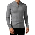 thumbnail image 2 of TOUMENY Men Winter Half Zip Sweater Casual Soft Comfy Knit Pullover Long Sleeve Solid Slim Crew Neck Basic Warm Fall Tops Dark Gray XL, 2 of 7