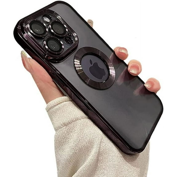 for iPhone 14 Pro Max Case Logo View,with Camera Lens Protector, for Women Men, Soft Slim Phone Cases for iPhone 14 Pro Max Ultrathin Clear Back Cover (Dark Purple,for iphone14ProMax)