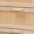 thumbnail image 6 of Baxton Studio Sebille Mid-Century Modern Light Brown Finished Wood 3-Drawer Storage Cabinet with Natural Rattan, 6 of 10