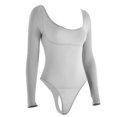 thumbnail image 5 of PEASKJP Combinaison Gainante pour Femmes, Contrôle Ferme, Col en V Profond, String, Gris m, 5 of 5